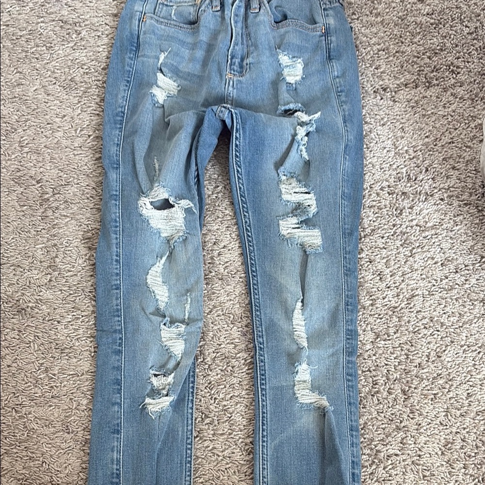 Hollister Blue Skinny Distressed Jeans